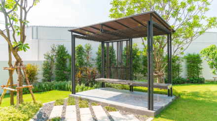 empty pavilion in garden - boost up color processing