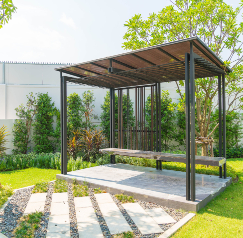 empty pavilion in garden - boost up color processing